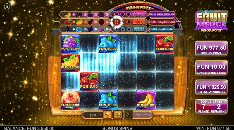 Fruit Merge Megapots – ekran igre Hold and Spin