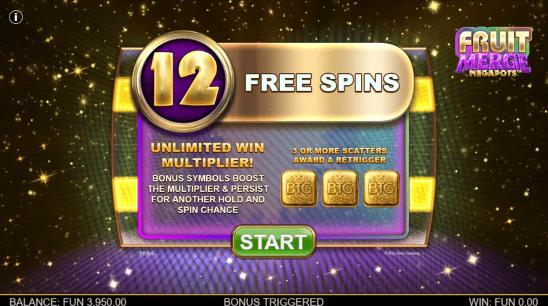Fruit Merge Megapots – pokretanje Free Spins